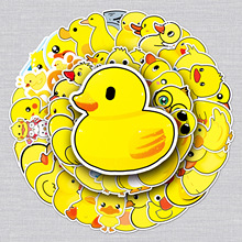 50张可爱卡通小黄鸭防水贴纸个性滑板车行李箱汽车不干胶装饰贴纸