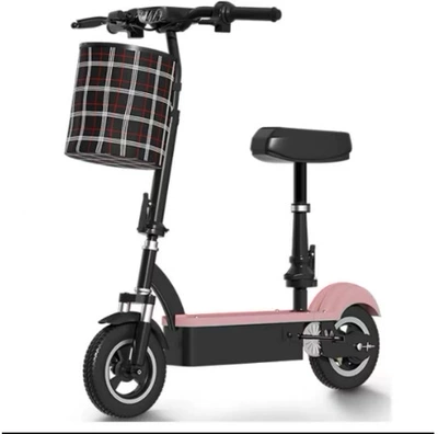 scooter for commuting to work, Qatlanan elektrik skuterlər - 24v-pink-with-brush-12a-lithium-battery-range-40-60-miles
