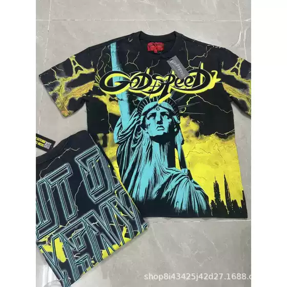 Cross-Border American Style 2026 New Trend Vintage Digital Print Street Casual Loose Fit T-Shirt Same Style as Brand