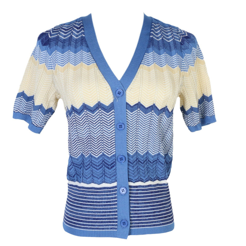 Stylishly Age-Reducing V-Neck Slim-Fit Slimming French Cardigan Spring and Summer French Wave Knitted Top Short-Sleeved Knit Sweater