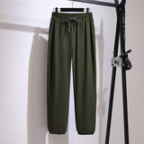 大码女装2025秋可穿薄款休闲哈伦裤200斤胖mm运动显瘦束脚九分裤，女装休闲裤，变形策服饰