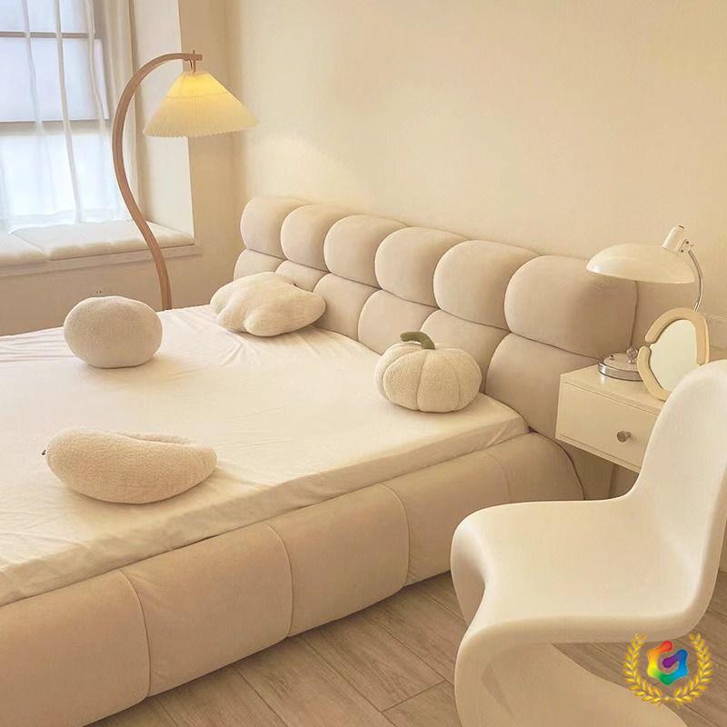 泡芙床科技布北欧奶油风主卧双人床简约现代奶油绒布轻奢侘寂风床