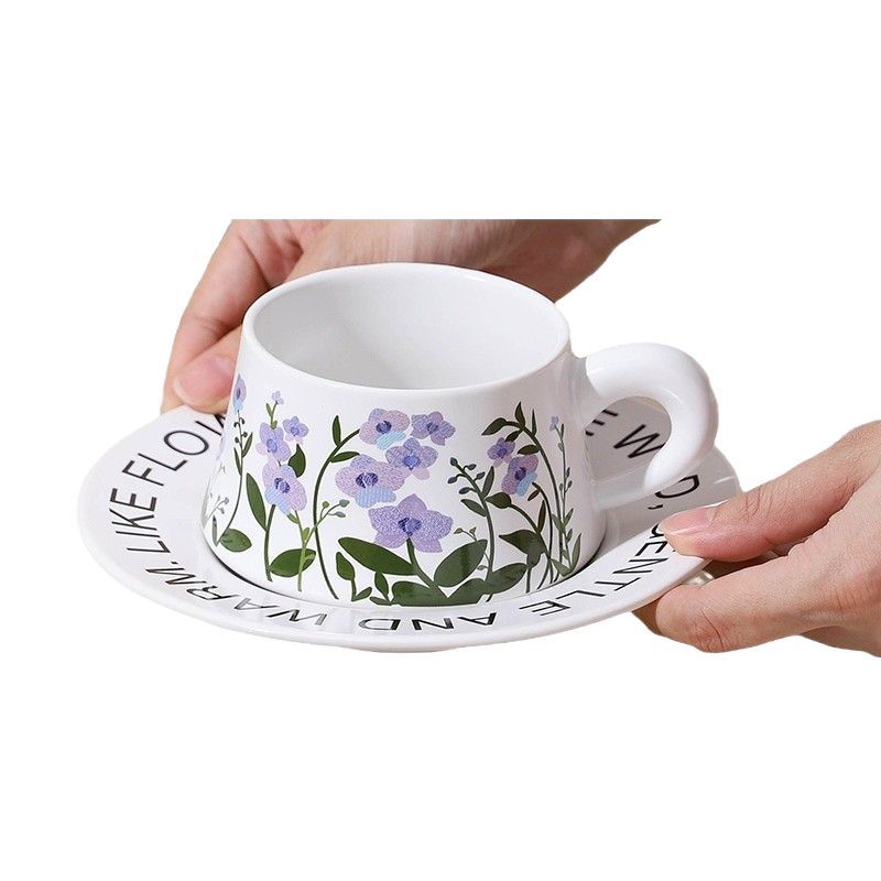 Taza de café de cerámica, platillo, juego de regalo, taza, taza de agua de oficina para el hogar, taza de leche, regalo a mano, día de Año Nuevo