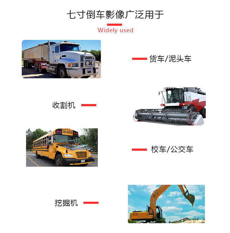 7-inch HD car monitor desktop reversing monitor truck two-way video input reversing image