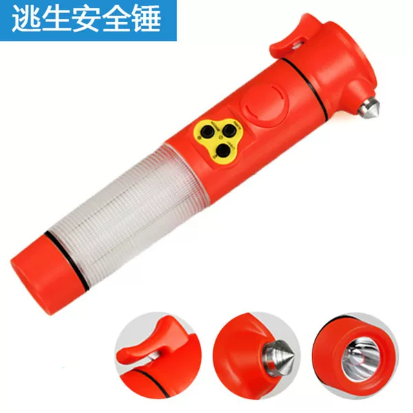 Car Five-In-One Safety Hammer, Life-Saving Hammer, Escape Hammer, Multi-Function Flashlight with Alarm Function, Emergency Window Breaker