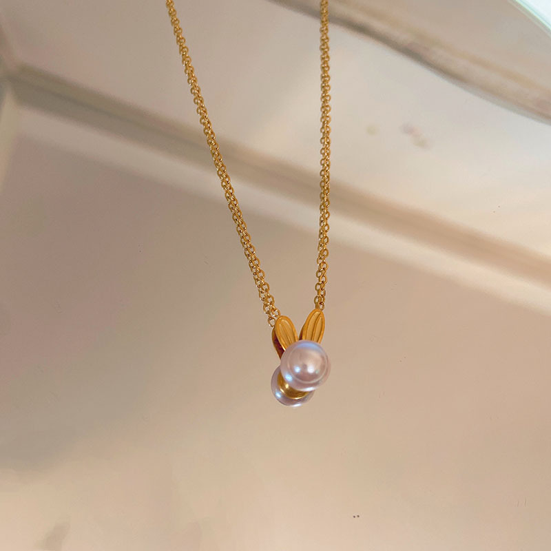 Cute Rabbit Titanium Steel Plating Pendant Necklace_colorza_7