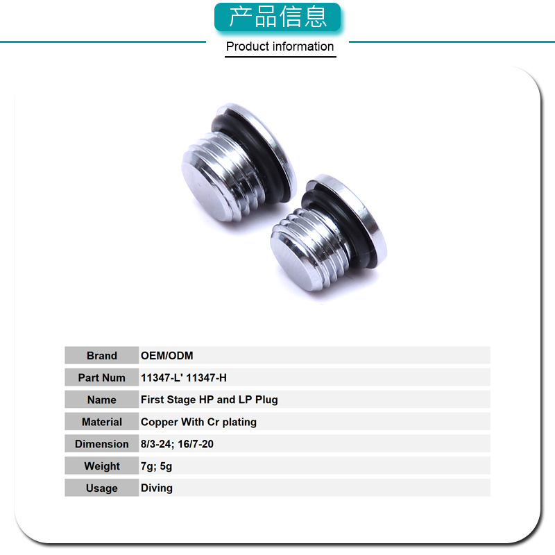 Buceo Volver volar lado colgando de la chaqueta de primera clase cabeza 1st etapa tornillo de enchufe Puerto enchufe de alta presión de baja tensión