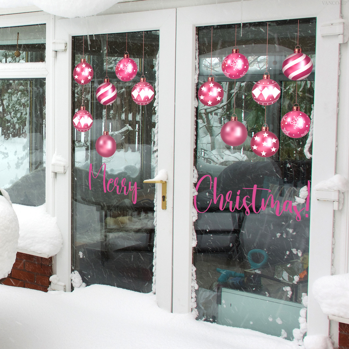 Christmas Pink Light Window Wall Stickers For Festive Home Decor_voghion.com