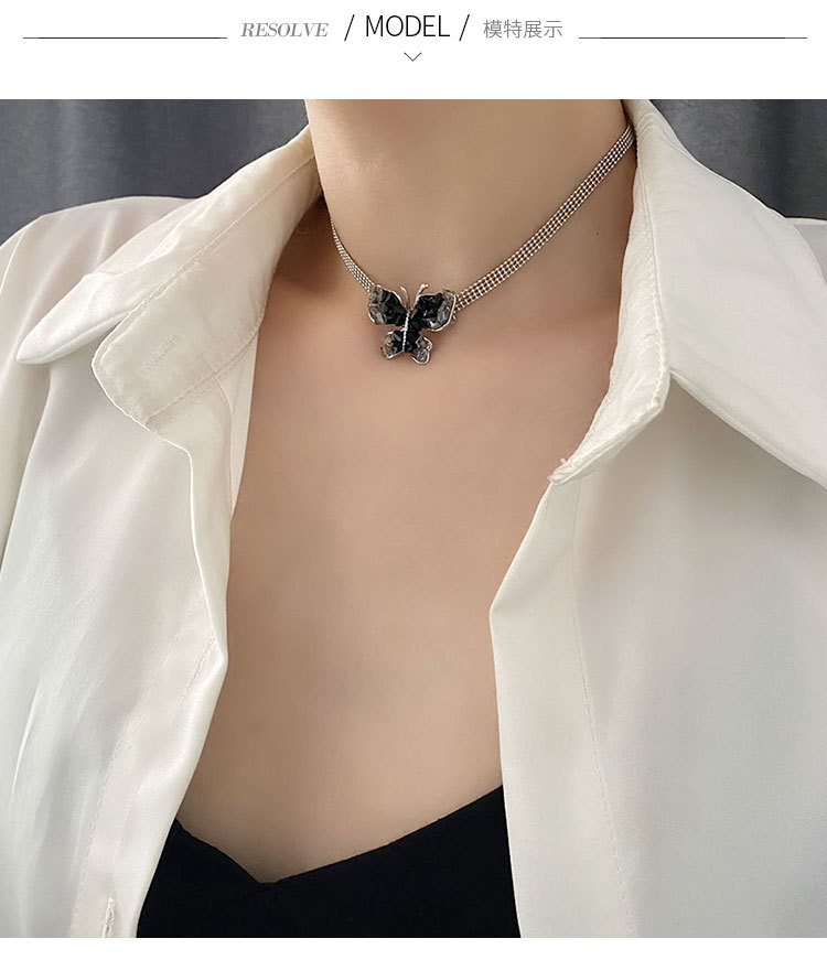 Fashion Butterfly Alloy Titanium Steel Plating Pendant Necklace 1 Piece