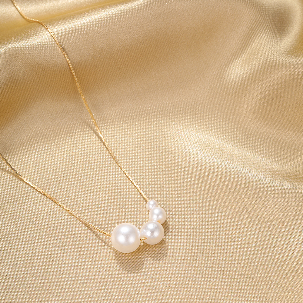 Perlenkette Retro Design Damen Schlüsselbeinkette Elegant_voghion.com
