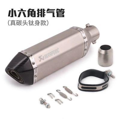 Exhaust pipe | for Motorcycle Sports Cars - real-carbon-head-titanium-body-small-hexagon-laser-mark