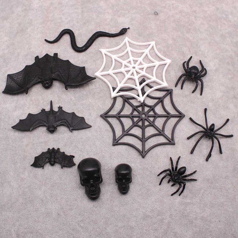 DIY Handmade Halloween Decoration Spider Web Plastic Accessories Black Stereo Skull Black Snake Bat Imitation Spider DIY Handmade Halloween Decoration Spider Web Plastic Accessories Black Stereo Skull Black Snake Bat Imitation Spider
