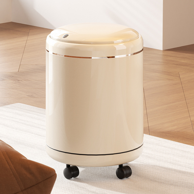 Living Room Trash Can, Household High-End Large-Capacity Trash Bin for Kitchen, Toilet, Bathroom, Bedroom, with Lid and Wheels