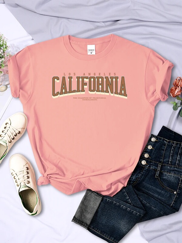 Los Angeles California Championship Game T-Shirt Women's Summer Breathable T-Shirt Street Clothing Simple Soft Short Sleeve