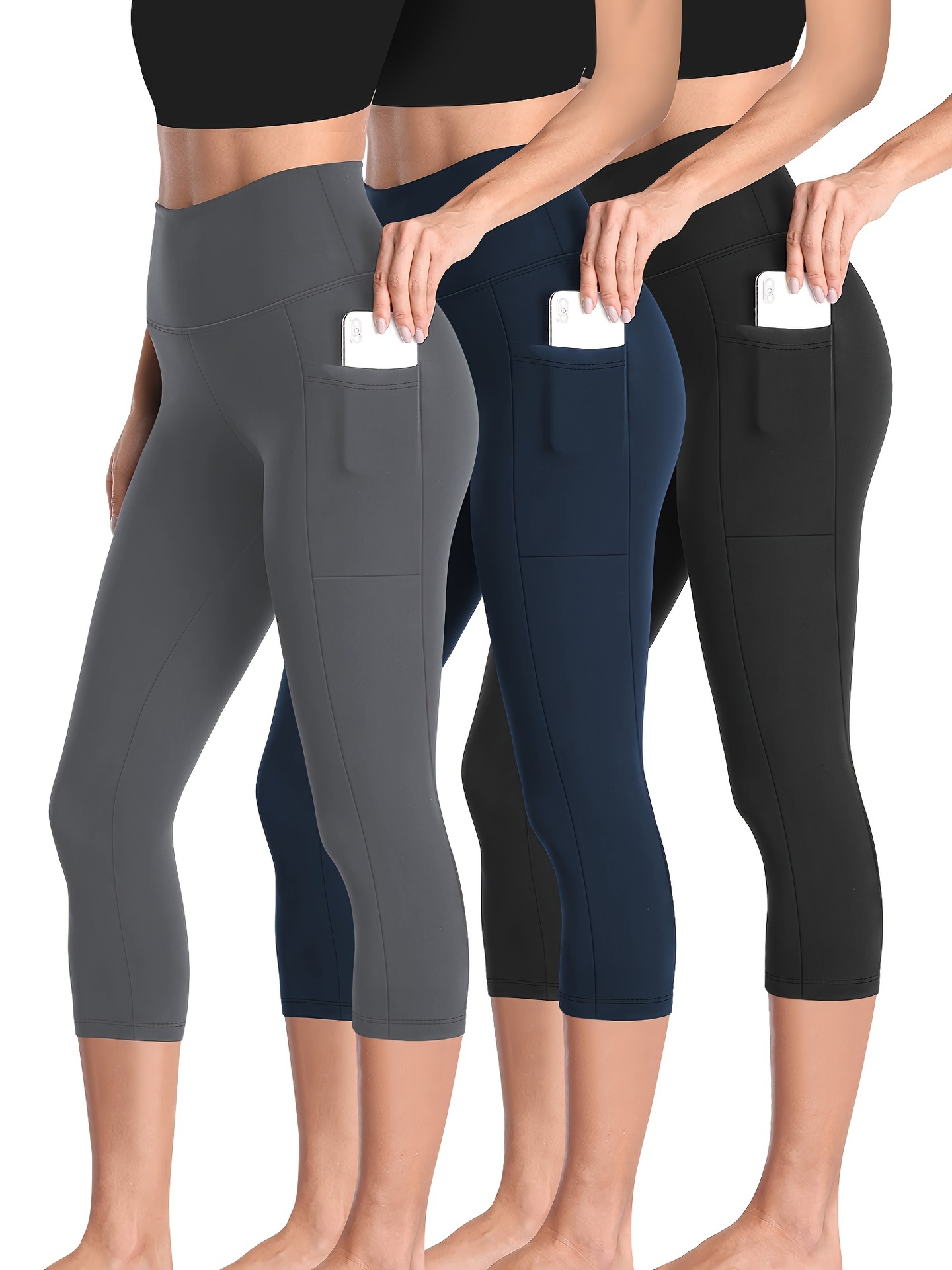 3pcs High Waist Tummy Control Shaping Capri Pants with跨境|ru