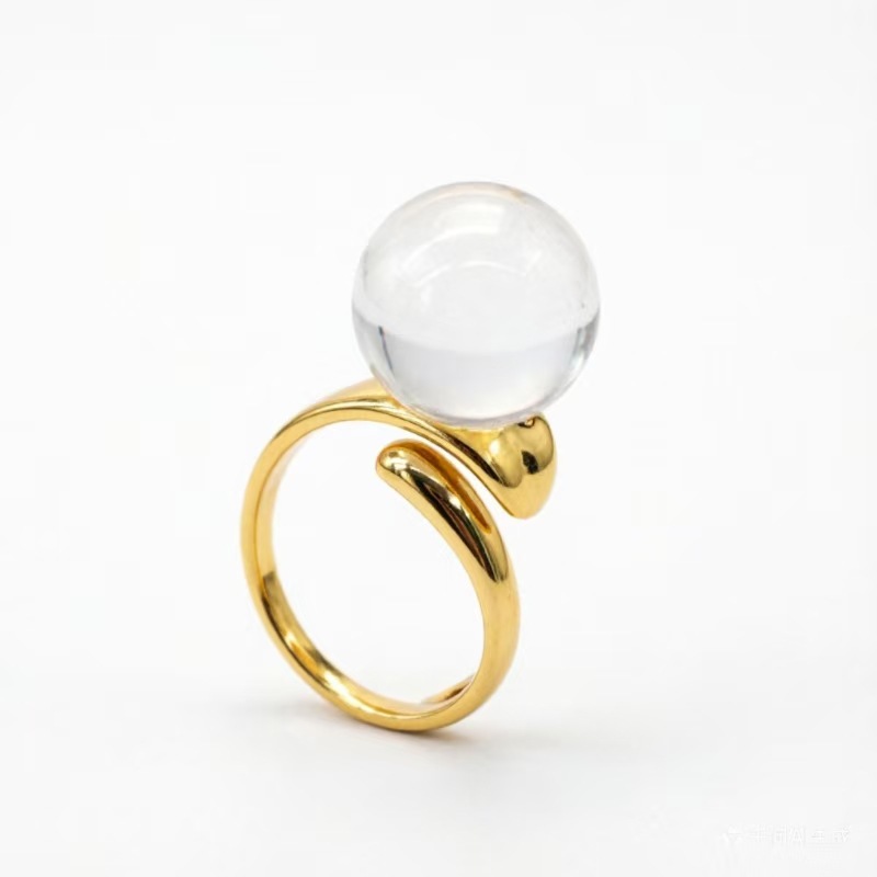 Zhao Lu Si's same style double A natural white crystal ring for women, fashionable and unique open ring for the index finger, 2026 new model