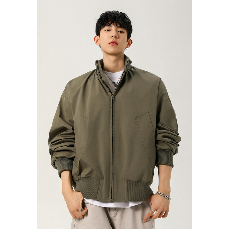 American Retro Pilot Jacket For Men, Spring And Autumn Sports Minimalist Style, Loose Casual Cleanfit Top Coat_voghion.com