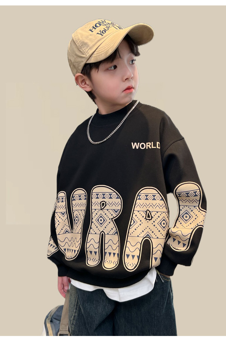 Drengetøjsmærke hættetrøje 2024 ny forårstop, mellemstørrelse børns efterårstøj, trendy og eksplosiv street style_voghion.com