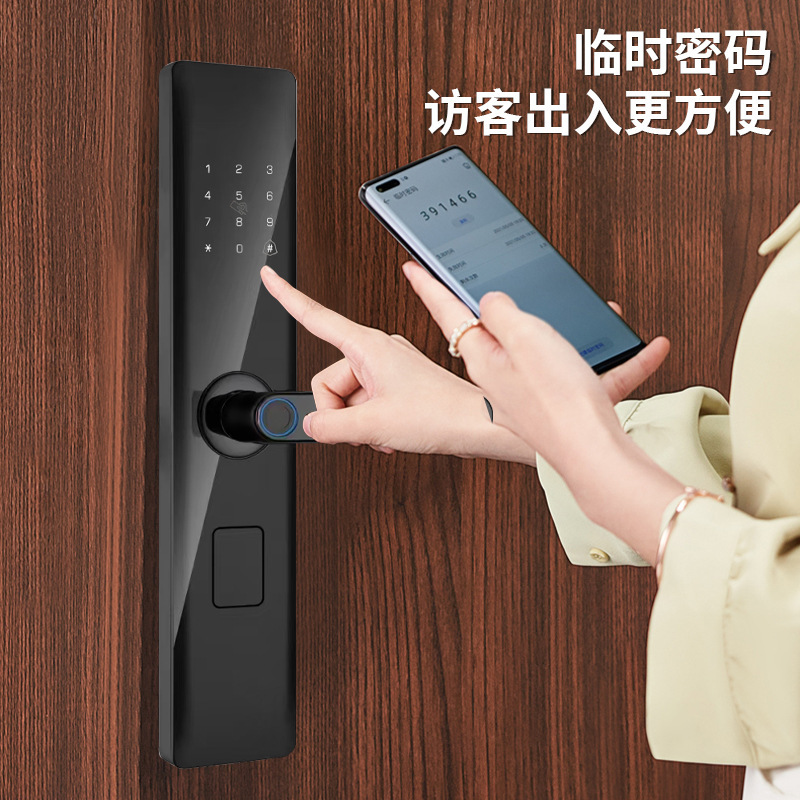 半自動指紋パスワードカードスワイプ式ワンタッチ電子スマート盗難防止ドアロックは、賃貸住宅の入居に適しています。|undefined