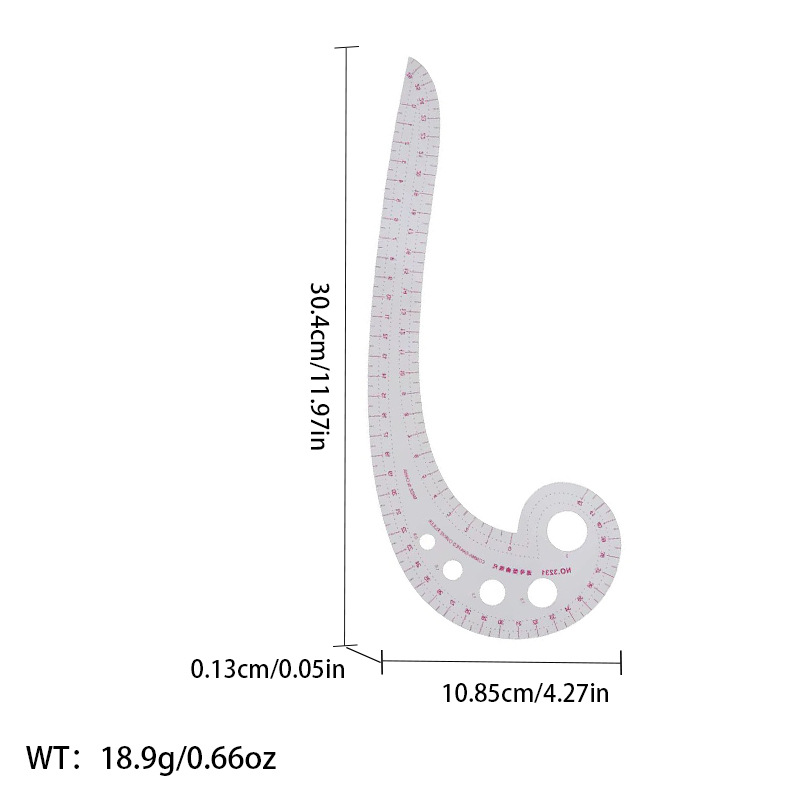 Regla de curva directa de fábrica Botón regla de arco regla de ropa regla de corte traje de regla de jaula de manga regla de tamaño colección