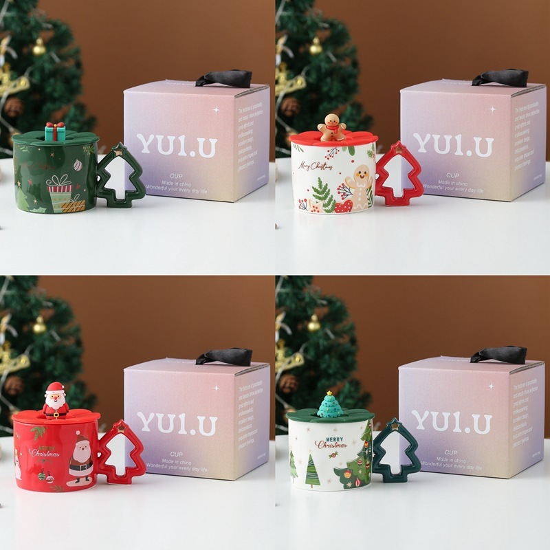 かわいいクリスマスカップクリエイティブマグカップクリスマスセラミックカップ越境カップ家庭用コーヒーカップサンタクロース|undefined