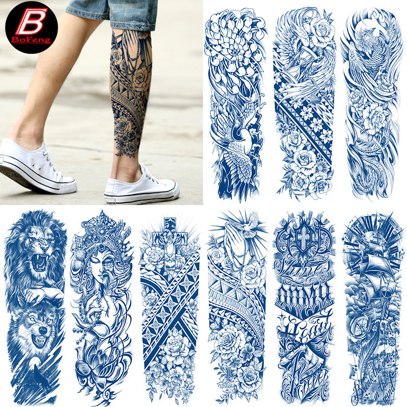 25 New Herbal Full Arm Tattoo Sticker Lasting Waterproof Big Flower Arm Flower Leg Tattoo Semi-Permanent Juice Tattoo Sticker