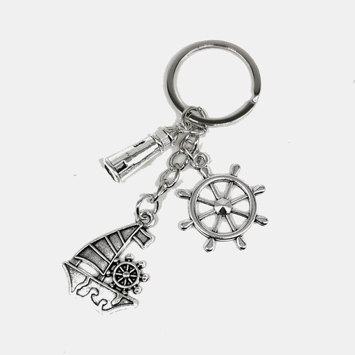 European and American cross-border sailing vintage sailing ship key chain compass anchor lighthouse key chain decorative key pendant