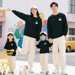 亲子装卫衣秋冬一家三四口全家服上衣舒适一件代发亲子装一家三口