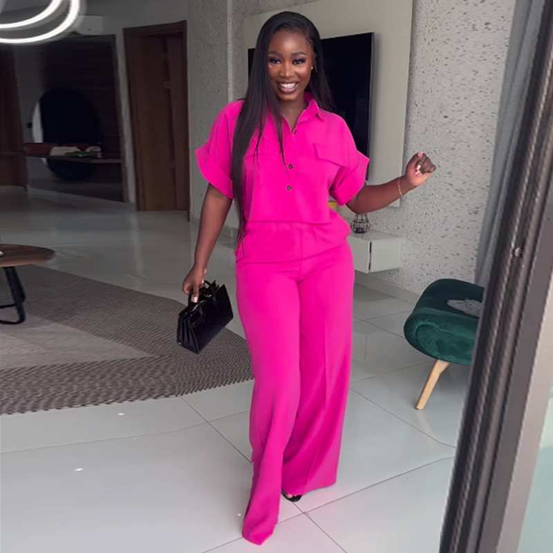 Holiday Daily Women's Casual Solid Color Polyester Button Pant Co-ord Set Pants Sets display picture 15