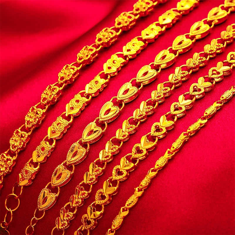 Wholesale gold-plated brass reverse mold bracelet double-sided ladies peach heart bracelet imitation Vietnamese gold cross-border e-commerce jewelry