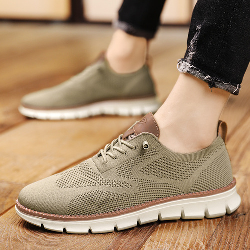 Wholesale Cross-border Men's Shoes, Foreign Trade, Flyknit Breathable Mesh Fabric, Breathable Casual Shoes, Large Size Men's Sports Casual Shoes