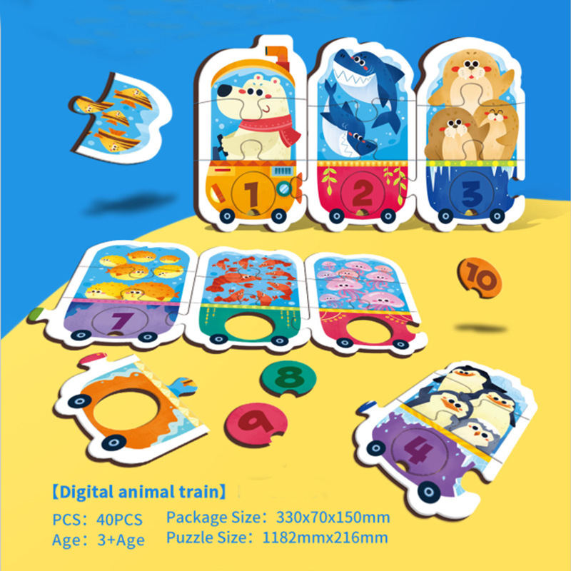 Cross-Border Kidsren's Cognitive Puzzles, Flat Cartoon Digital Letters Early Education Puzzles, Kindergarten Educational Game Toys