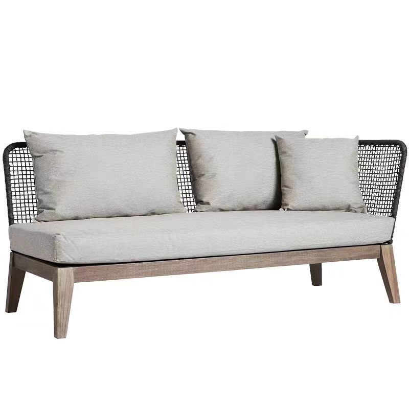 Nórdico al aire libre sofá de teca esquina creativo Hotel concubina doble ratán balcón al aire libre de madera maciza mesa de té combinación