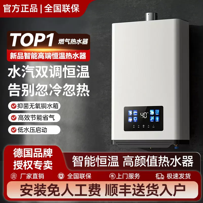 德国品牌高端燃气热水器家用变频恒温天然气液化气16L强排恒温款