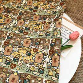 版权款 卡皮巴拉全棉八安帆布包包外套宠物坐垫马甲手工DIY面料