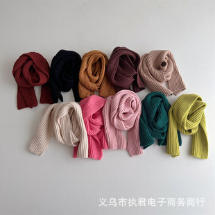 Baby South Korea Solid Color Simple Foreign Style Scarf Candy Color Boys and Girls Fine Pit All-match Autumn and Winter Warm Neck Set