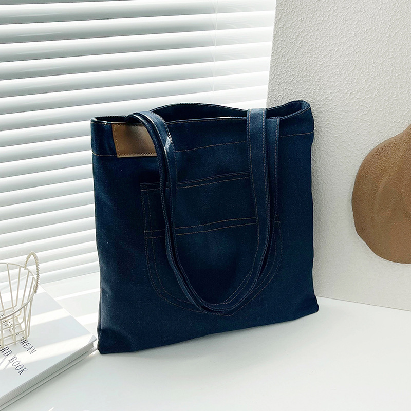 2025 nuevo bolso de hombro denim bolsa de compras de gran capacidad bolsa de ocio bolso escolar de estudiantes de arte simple