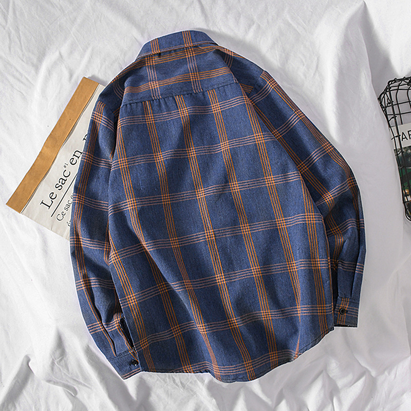 Primavera Nueva camisa de estilo de Hong Kong camisa de manga larga a cuadros de los hombres chaqueta de solapa coreana ropa de hombre al por mayor