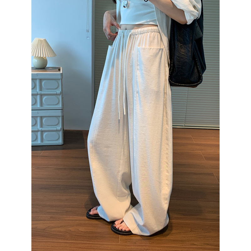 3607 #   Women's Summer Cool Tencel Linen Wide-Leg Pants, Petite Lazy Old Money Style Cotton-Linen Trousers