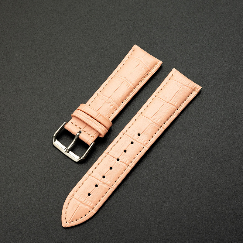 Correa de reloj de cuero genuino en stock al por mayor correa de reloj para hombres y mujeres de piel de vaca patrón de bambú accesorios de reloj de una sola pieza entrega