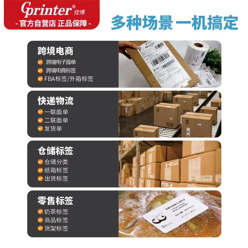 Термопринтер этикеток Gprinter (佳博) — Bluetooth, электронные листы, самоклеящиеся термобарcode-этикетки для отправлений