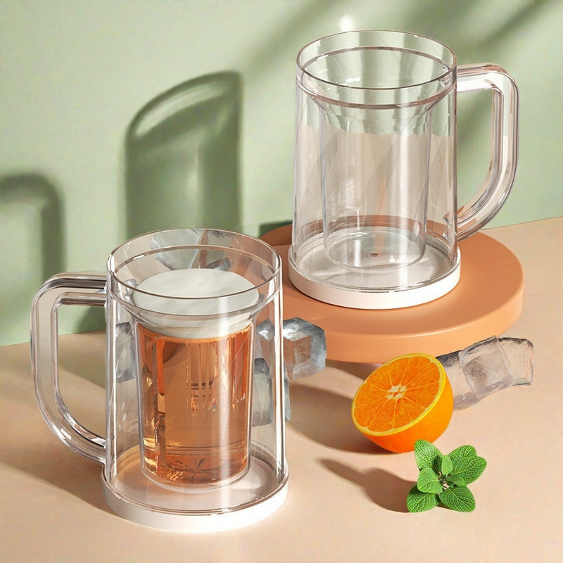 夏用二層アイスアイスカップ、コールドアイスカップ、中間層液体冷蔵庫冷凍カップ、コールドドリンクカップ、アイスビール卸売|undefined