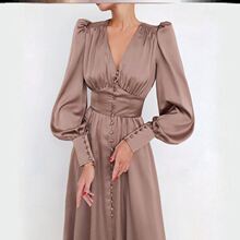 Lantern Sleeve Dress women ���\����|�Y��ȹ�ճ��ɴ��I���Lȹ
