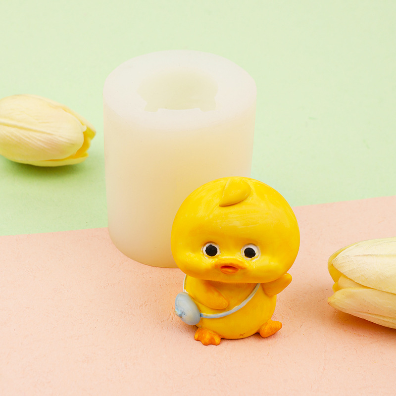 DIY lindo pequeño pato decoración tridimensional molde de silicona aromaterapia yeso vela decoración del coche molde del cubo de hielo
