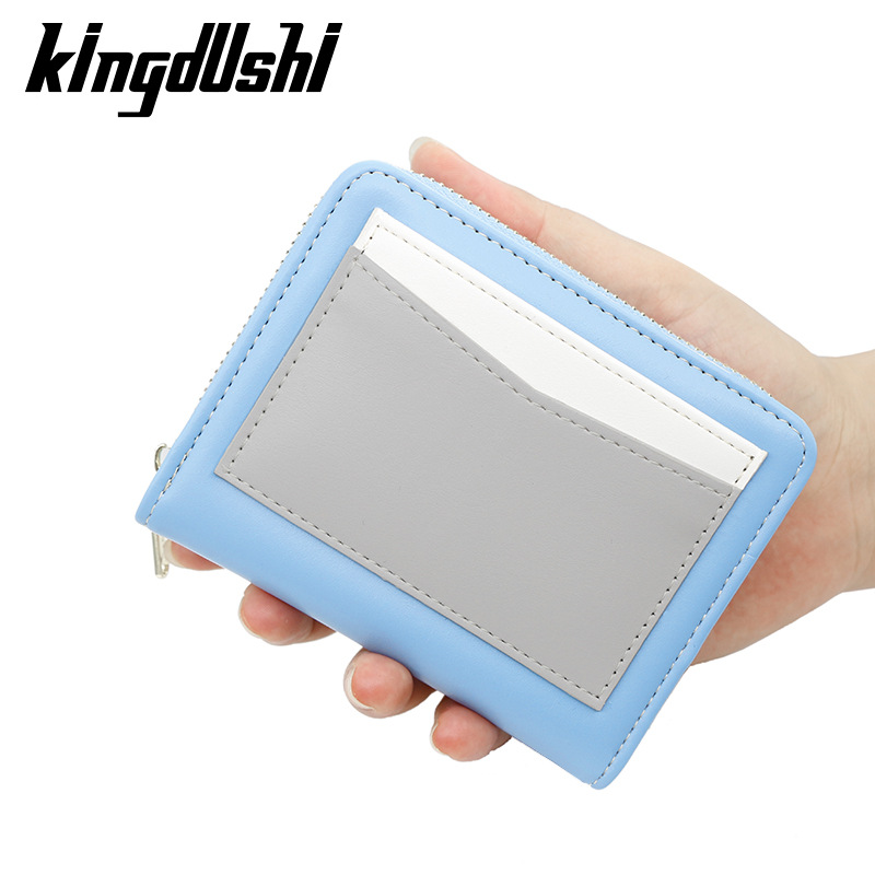 Nueva Cartera de mujer de moda simple multi-funcional contraste color monedero titular de la tarjeta hebilla de dos veces la cartera corta de las mujeres
