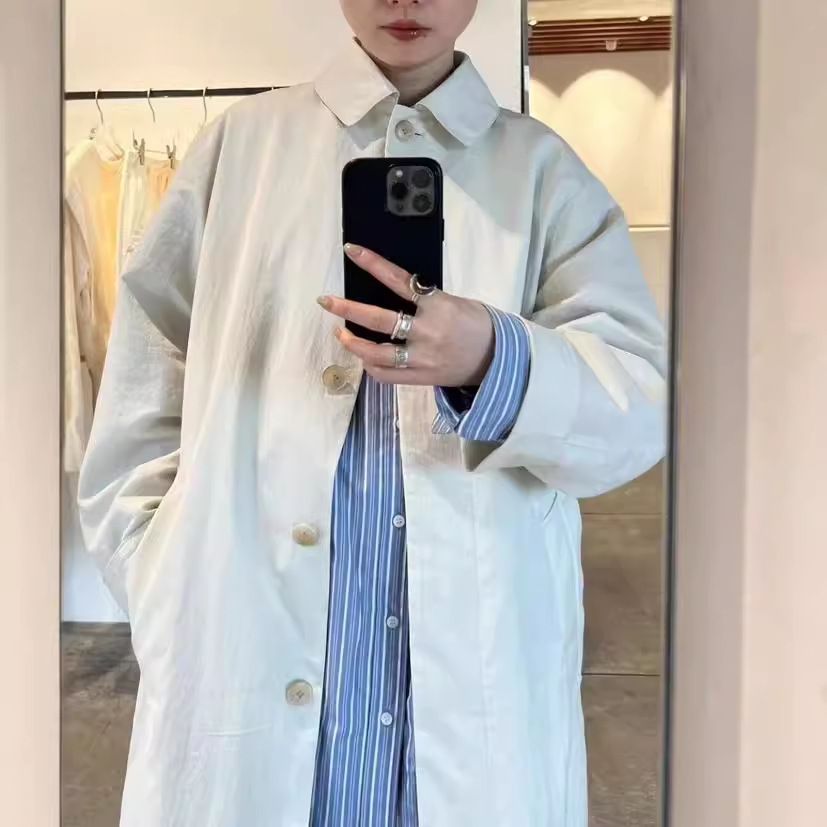 Japanese Niche High-end Long Cocoon-shaped Profile Thin Long Windbreaker Jacket