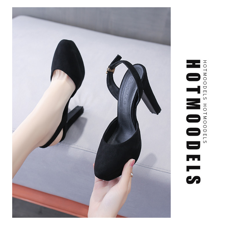 Fashion Pointed Toe High-heeled Thick-heeled Suede Sandals display picture 11