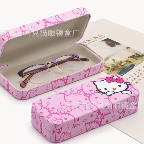 Cross-border new anti-pressure anti-drop glasses box KT cat myopia glasses box iron storage box Cross-border new anti-pressure anti-drop glasses box KT cat myopia glasses box iron storage box