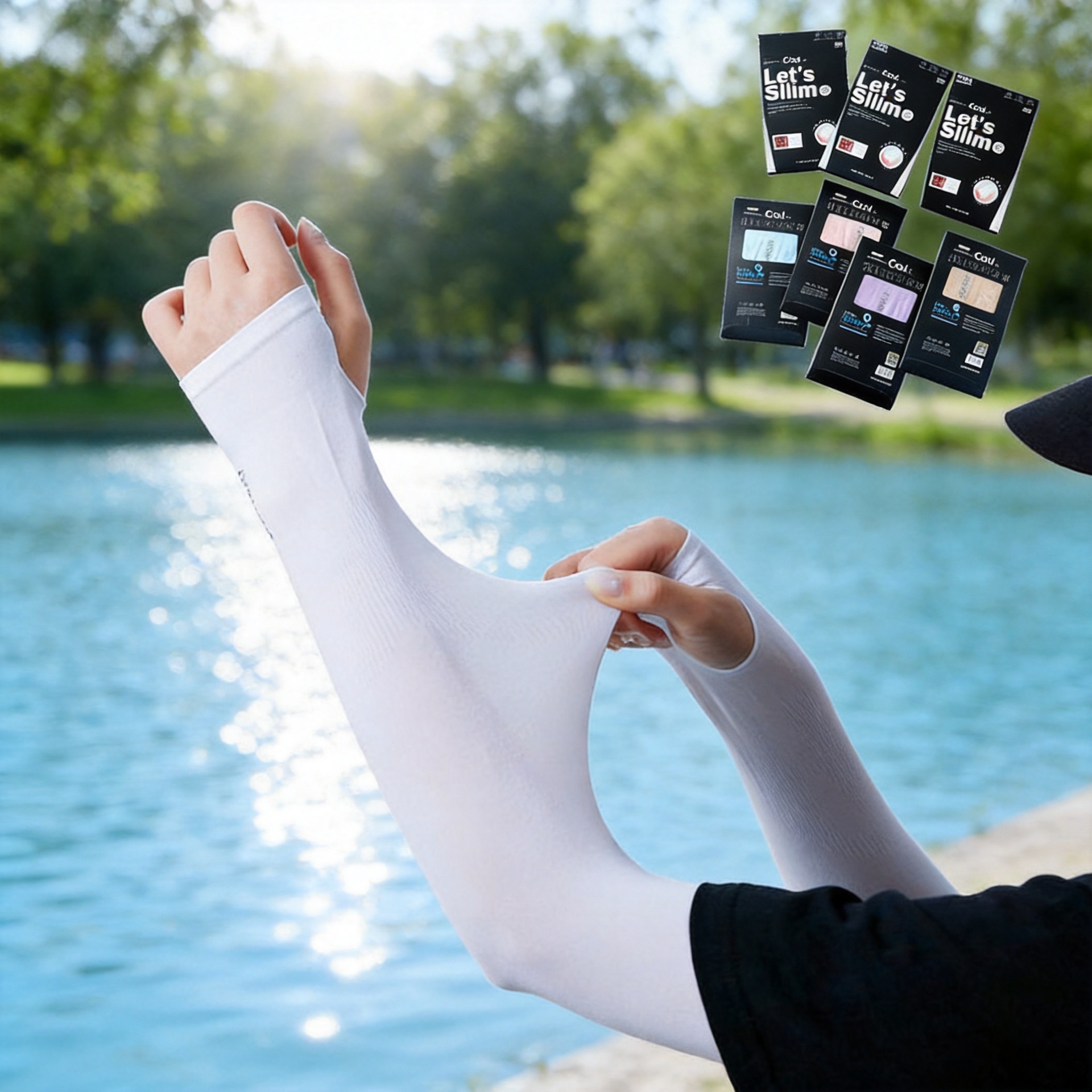 Ice Sleeves Summer Outdoor Solid Color Korean Ice Sleeves Men's and Women's Sunscreen Ice Silk Sleeves Riding Anti-UV Boxed Wholesale