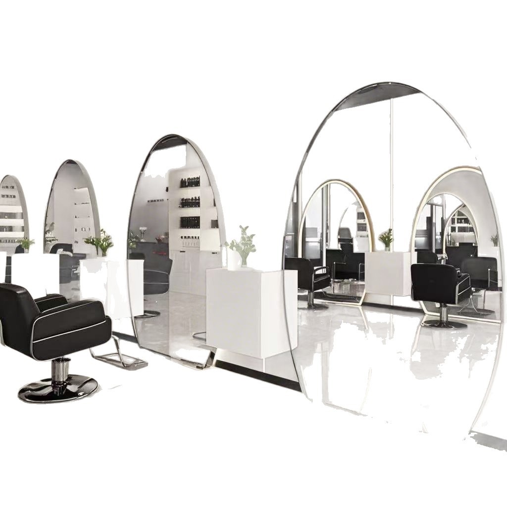 Espejo de Peluquería con Luz LED de Metal De Pie para Salón de Belleza